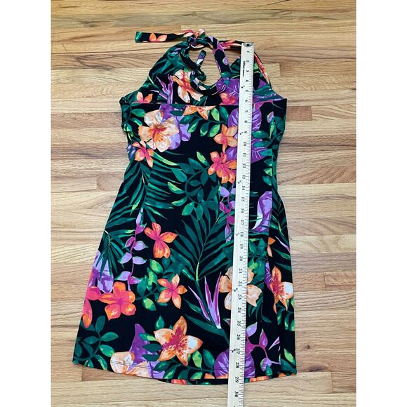 Tommy Bahama Women's M Green Dress Travel Resort Mini Halter Tropical Hawaiian - Picture 10 of 10